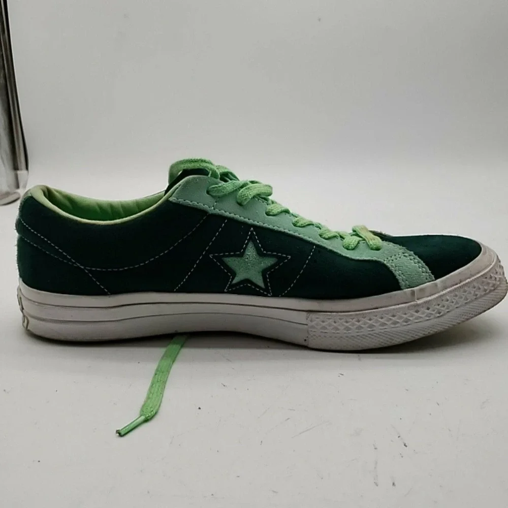 Converse One Star Shoes Mens Size 12 Green Leather Low Top Lace Up Sneakers - Picture 11 of 16